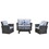 Patio Light Grey Sofa 4 Seat Couch Coffee Table Sofa Furniture Set with Rattan Wicker Outdoor W1828S00040