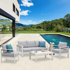 5 Seat Single Triple Small Large White Sectional Sofas Couches Coffee Table Furniture Set for Patio Garden Outdoor