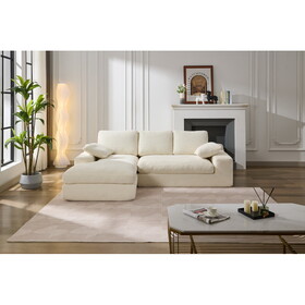 99*69" Modular Sectional Living Room Sofa Set, Modern Minimalist Style Couch, Upholstered Sleeper Sofa for Living Room, Bedroom, 2 PC Free Combination, Installation-free Sofa, L-Shape, White