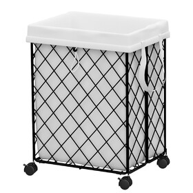 Laundry Basket with Wheels, Rolling Laundry Hamper, Detachable and washable lining, metal frame, suitable for bedrooms, bathrooms, laundry rooms, white W1831P288463