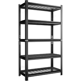 5-Layer Metal Storage Rack, Adjustable Height Storage Rack, 2000 Pound Load, Suitable for Garages, Kitchens, Supermarkets, Storage Rooms, and Gyms. Black, Requires assembly W1831P340330