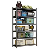 Garage Storage Rack, 6-Story Metal Shelves, Adjustable Partition Storage Unit, Supermarket, Home, Garage, Basement Storage Rack, Black, Requires assembly