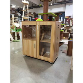 Guinea Pig Cages, Hamster Cage Wood with Independent Storage Cabinet, House for Rat Chinchilla with Guinea Pig Hutch and Bridge W1850P168642