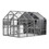 Luxury Cat Cage Outdoor Wooden Catio Enclosure Patio Large Cat Run House for Multiple Pets Walk in Kitten Kennel with Bouncy Bridge, Platforms, Small Houses, Seating and Sunshine Panel- 108.7", Gray