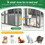 Luxury Cat Cage Outdoor Wooden Catio Enclosure Patio Large Cat Run House for Multiple Pets Walk in Kitten Kennel with Bouncy Bridge, Platforms, Small Houses, Seating and Sunshine Panel- 108.7", Gray
