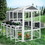 Chicken Coop with Chicken Run, Chicken Coops for 10 Chickens Outdoor with Nesting Boxes, Wooden Walk-in Chicken House with Pull Out Trays, Garden Backyard Cage (95"X80"X83") W1850S00006