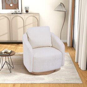 30.3"W Swivel Accent Barrel Chair and Comfy Round Accent Single Sofa Chair, 360 Degree Club Chair, Lounge Armchair for Living Room Bedroom Nursery.Ivory