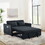 Convertible Sofa Bed, 3-in-1 Versatile Velvet Double Sofa with Pullout Bed, Seat with Adjustable Backrest, Lumbar Pillows, and Living Room Side Pockets, 54 inch, Black W1853112509