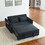 Convertible Sofa Bed, 3-in-1 Versatile Velvet Double Sofa with Pullout Bed, Seat with Adjustable Backrest, Lumbar Pillows, and Living Room Side Pockets, 54 inch, Black W1853112509