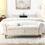 62" Bedroom Tufted Button Storage Bench, Linen Upholstered Ottoman, Window Bench, Rolled Arm Design for Bedroom, Living Room, Foyer (Beige) W1853112515