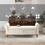 62" Bedroom Tufted Button Storage Bench, Linen Upholstered Ottoman, Window Bench, Rolled Arm Design for Bedroom, Living Room, Foyer (Beige) W1853112515