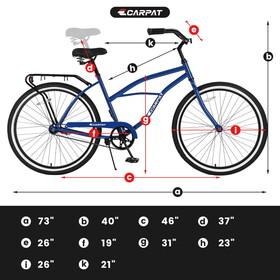 S26204 26 inch Beach Cruiser Bike for Men and Women, Steel Frame