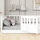 Twin Size Floor bed, integral construction with super high security barrier, door, children's floor bed frame, Montessori wooden children's floor bed, white W1858P164923