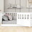 Twin Size Floor bed, integral construction with super high security barrier, door, children's floor bed frame, Montessori wooden children's floor bed, Support slat white W1858P164938