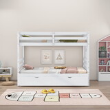 Twin over Pull-out Bunk Bed with Trundle, White W1858S00001