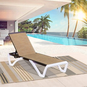 Adjustable Chaise Lounge Aluminum Outdoor Patio Lounge Chair All Weather Five-Position Recliner Chair for Patio,Pool,Beach,Yard(Brown,1 Lounge Chair) W1859109665