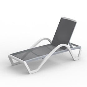 Patio Chaise Lounge Adjustable Aluminum Pool Lounge Chairs with Arm All Weather Pool Chairs for Outside,in-Pool,Lawn (Gray,1 Lounge Chair) W1859109671