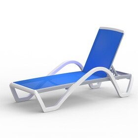 Patio Chaise Lounge Adjustable Aluminum Pool Lounge Chairs with Arm All Weather Pool Chairs for Outside,in-Pool,Lawn (Blue,1 Lounge Chair) W1859109675