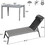 Patio Chaise Lounge Set, 3 Pieces Aluminum Adjustable Pool Lounge Chairs Textilene Sunbathing Recliner with Headrest (Grey,2 Lounge Chairs+1 Table) W1859109862