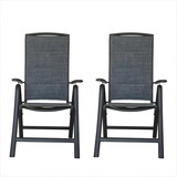 Folding Patio Chairs Set of 2, Aluminium Frame Reclining Sling Lawn Chairs with Adjustable High Backrest, Patio Dining Chairs for Outdoor, Camping,Porch (Double-Layered Textilene Fabric, 2 Chairs)