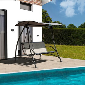 3-Seat Patio Swing Chair, Outdoor Porch Swing with Adjustable Canopy and Durable Steel Frame, Patio Swing Glider for Garden, Deck, Porch, Backyard W1859110127