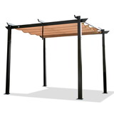 Outdoor Retractable Pergola with Weather-Resistant Canopy Aluminum Garden Pergola Patio Grill Gazebo for Courtyard W1859110167