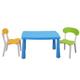 Kids Table and Chair Set,3 Piece Toddler Table and Chair Set,Plastic Children Activity Tablefor Reading,Preschool,Drawing,Toddler,Playroom(Tricolor) W1859113382