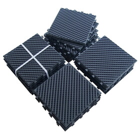 Patio Interlocking Deck Tiles, 12"x12" Square Composite Decking Tiles, Four Slat Plastic Outdoor Flooring Tile All Weather for Balcony Porch Backyard, (Dark Gray, Pack of 27) W1859113488