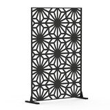 Metal Privacy Screens and Panels with Free Standing, Freestanding Outdoor Indoor Privacy Screen, Decorative Privacy Screen for Balcony Patio Garden, Sun Flower Shape W1859P145845