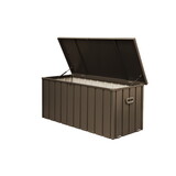 100 Gallon Outdoor Storage Deck Box Waterproof, Large Patio Storage Bin for Outside Cushions, Throw Pillows, Garden Tools, Lockable (Dark Brown) W1859P168258
