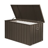 200 Gallon Outdoor Storage Deck Box Waterproof, Large Patio Storage Bin for Outside Cushions, Throw Pillows, Garden Tools, Lockable (Dark Brown) W1859P168273