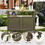 Grill Carts Outdoor Storage Cabinet with Wheels, Metal outdoor grill table Kitchen Dining Table Cooking Prep BBQ Table for Patio, Kitchen Island, Home Party, Bar (Brown)