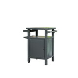 Grill Carts Outdoor with Storage and Wheels, Whole Metal Portable Table and Storage Cabinet for BBQ,Deck,Patio,Backyard(Dark Grey) W1859P170278