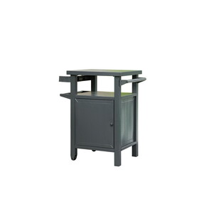Grill Carts Outdoor with Storage and Wheels, Whole Metal Portable Table and Storage Cabinet for BBQ,Deck,Patio,Backyard(Dark Grey)
