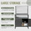 Outdoor Kitchen Island with Storage, Aluminum Kitchen Storage Island with Wall Hanging, Freestanding Grill Storage Cabinet with Protective Cover for BBQ, Deck, Patio, Backyard
