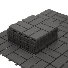 Patio Interlocking Deck Tiles, 12"x12" Square Composite Decking Tiles, Four Slat Plastic Outdoor Flooring Tile All Weather for Balcony Porch Backyard, (Gray, Pack of 44) W1859P184896