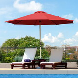 9FT Patio Umbrella, Outdoor Table Umbrella with Push Button Tilt and Crank, UV Protection Waterproof Market Sun Umbrella with 8 Sturdy Ribs for Garden, Deck, Backyard, Pool (Brick red) W1859P195946