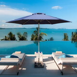 7.5FT Patio Umbrella, Outdoor Table Umbrella with Push Button Tilt and Crank, UV Protection Waterproof Market Sun Umbrella with 8 Sturdy Ribs for Garden, Deck, Backyard, Pool (Navy Blue) W1859P195951