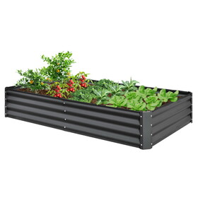 6x3x1ft Galvanized Raised Garden Bed, Outdoor Planter Garden Boxes Large Metal Planter Box for Gardening Vegetables Fruits Flowers,Gray W1859P197881