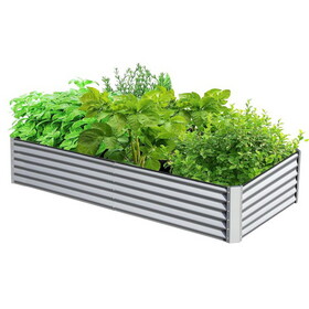 6x3x1.5ft Galvanized Raised Garden Bed, Outdoor Planter Garden Boxes Large Metal Planter Box for Gardening Vegetables Fruits Flowers, Silver W1859P197905