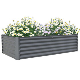 6x3x1.5ft Galvanized Raised Garden Bed, Outdoor Planter Garden Boxes Large Metal Planter Box for Gardening Vegetables Fruits Flowers, Gray W1859P197913