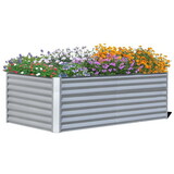 6x3x2ft Galvanized Raised Garden Bed, Outdoor Planter Garden Boxes Large Metal Planter Box for Gardening Vegetables Fruits Flowers, Silver W1859P197915