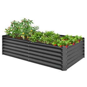 8x4x1.5 ft Galvanized Raised Garden Bed, Outdoor Planter Garden Boxes Large Metal Planter Box for Gardening Vegetables Fruits Flowers,Gray W1859P197984