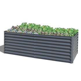 8x4x2 ft Galvanized Raised Garden Bed, Outdoor Planter Garden Boxes Large Metal Planter Box for Gardening Vegetables Fruits Flowers,Gray W1859P197999