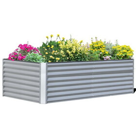8x4x2 ft Galvanized Raised Garden Bed, Outdoor Planter Garden Boxes Large Metal Planter Box for Gardening Vegetables Fruits Flowers,Silver W1859P198002