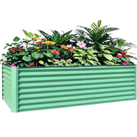 8x4x2 ft Galvanized Raised Garden Bed, Outdoor Planter Garden Boxes Large Metal Planter Box for Gardening Vegetables Fruits Flowers,Green W1859P198006