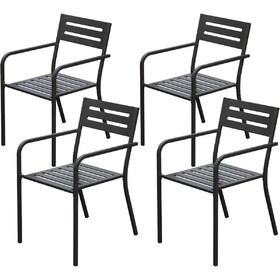 4-Pieces Patio Dining Chairs, Outdoor Heavy Duty Metal Chairs Set of 4, Stackable Garden Chairs with Ergonomic Armrest, Patio Furniture Chairs Set for Backyard Lawn Patio, Black W1859P272679