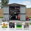 Outdoor Storage Shed 8.2' x 6.2', Metal Steel Utility Tool Shed Storage House with Double Lockable Doors & Air Vents for Backyard Patio Garden Lawn Brown W1859S00039