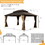12' x 14' Hardtop Gazebo, Aluminum Metal Gazebo with Galvanized Steel Double Roof Canopy, Curtain and Netting, Permanent Gazebo Pavilion for Party, Wedding, Outdoor Dining, Brown W1859S00056