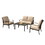 Outdoor 4 pcs Patio Conversation Set, Metal Dining Table and Chairs Dining Set with Removable Beige Cushions for Garden Lawn Yard